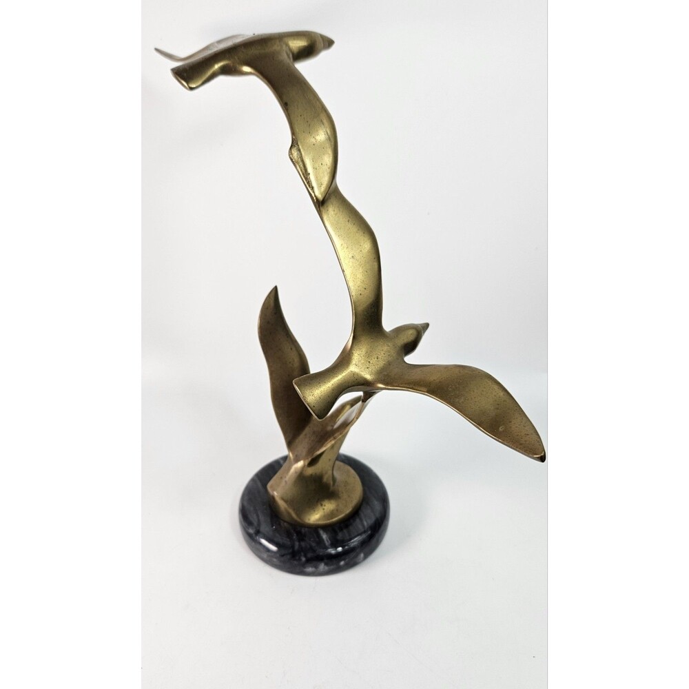 Vintage PWF Mid Century Modern 3 Seagulls Birds in Flight Sculpture Solid Brass